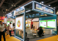 Pavilion with growers from Gansu, China. The province is known for its apple and melon production.